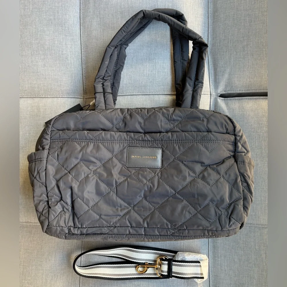 Marc Jacobs Unisex Medium Grey Quilted Weekender Tote Bag
